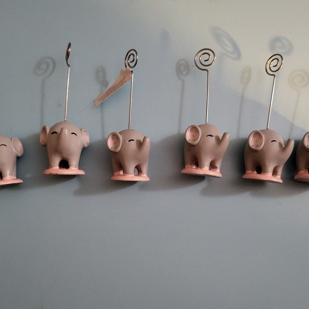 Pink and Grey Elephant Photo Stands
